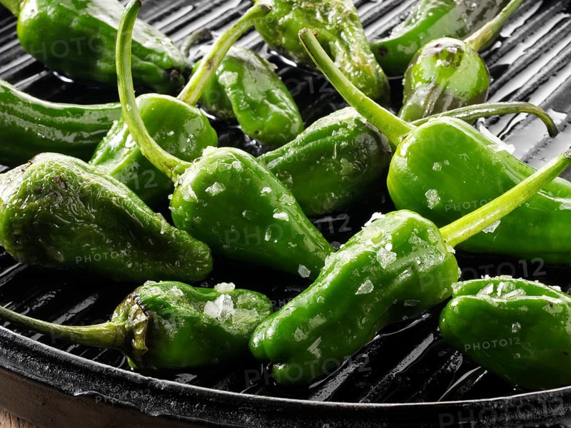 Griddled whole padron peppers