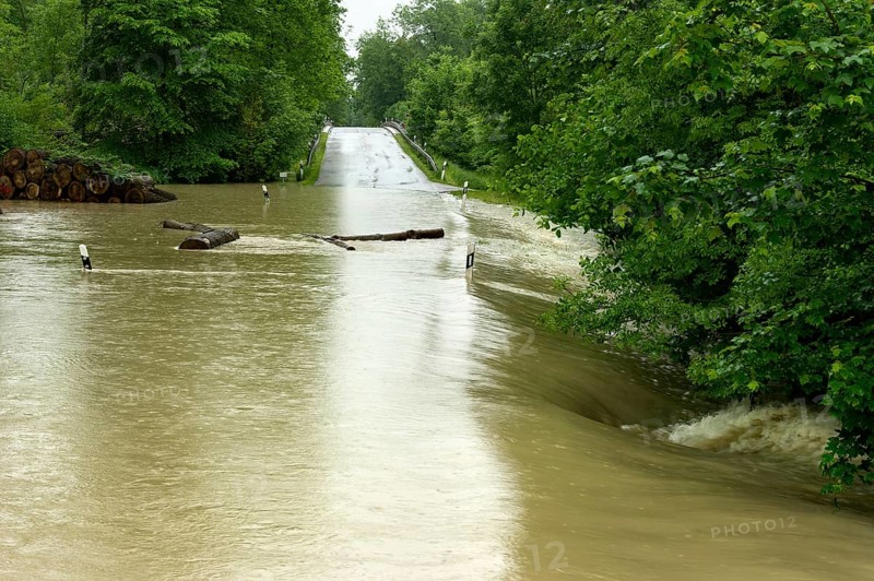 Street flooded by the Isar River during the floods on 3rd June 2013