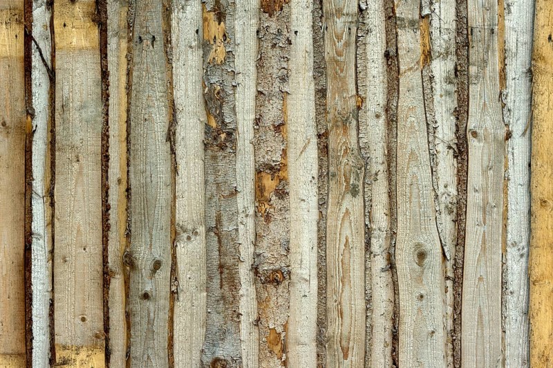 Wooden wall from old untreated grayed boards