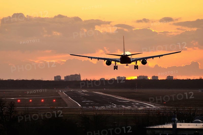Airplane landing at Tegel Airport