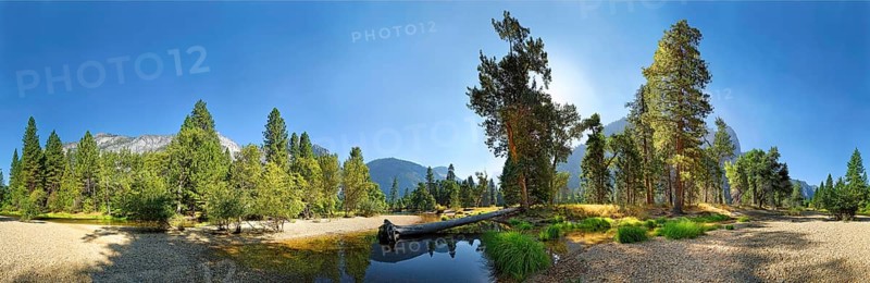 360 panoramic view of Yosemite Valley the with Merced River