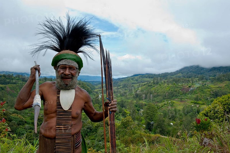 Traditionally dressed tribal chief in the Highlands