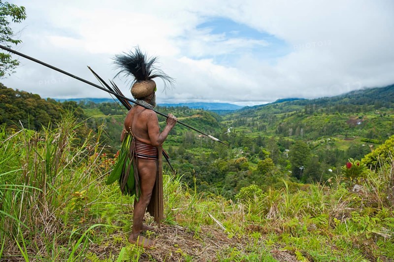 Traditionally dressed tribal chief in the Highlands