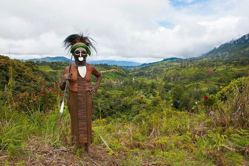 Decorated and painted tribal chief in the Highlands