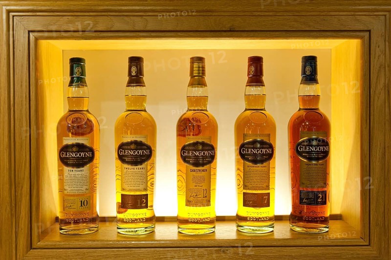 Range of Glengoyne Distillery whiskey bottles