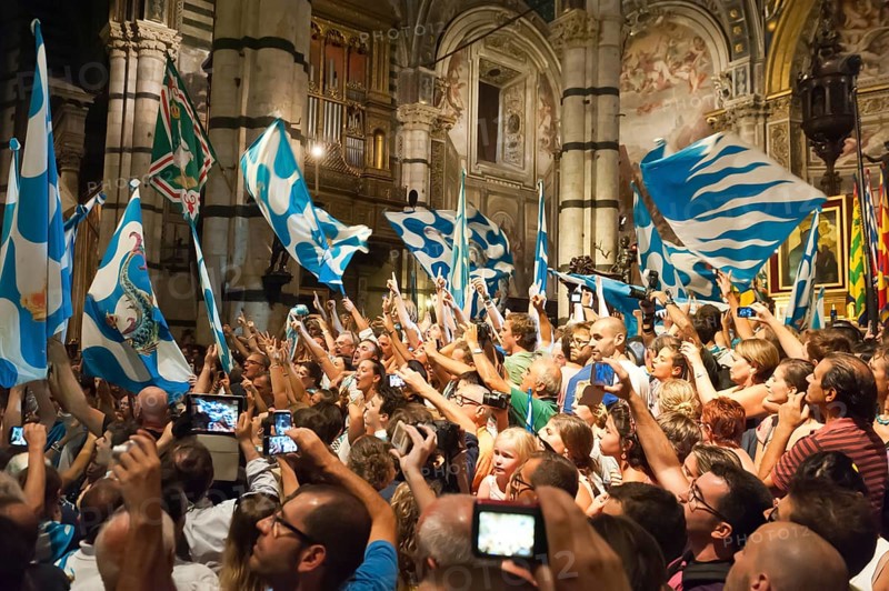 Fans waving flags