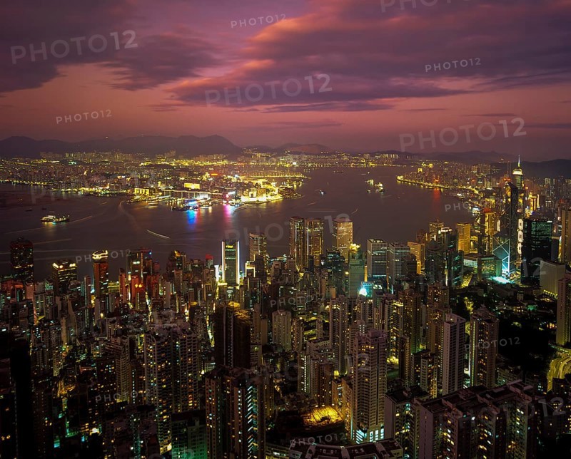 Panoramic view from Victoria Peak over Central
