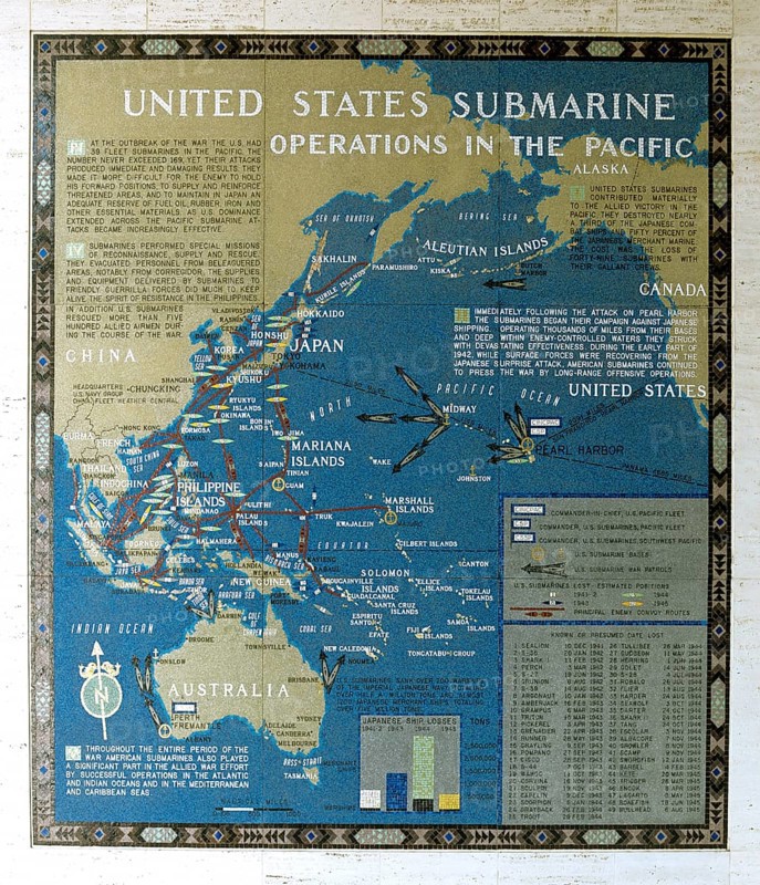 Mosaic map of the successfully completed American operations during the Pacific War