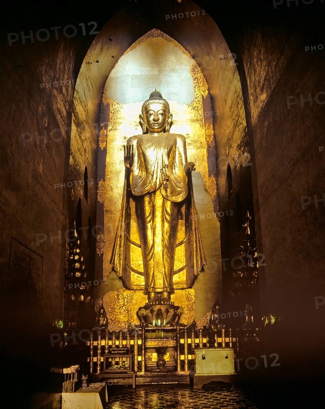 Golden standing Buddha statue in Ananda Temple