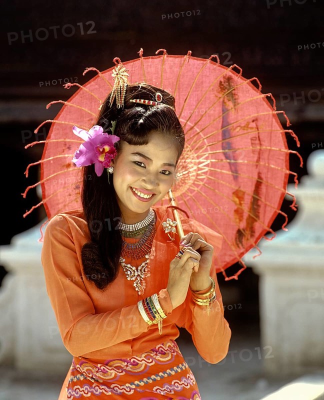Young woman wearing a traditional silk robe
