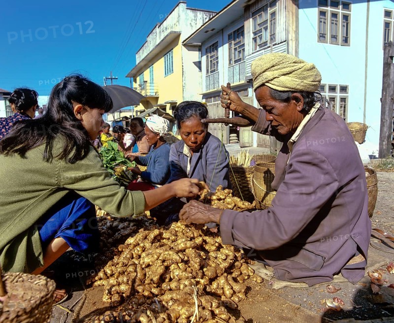 Ginger seller at a market