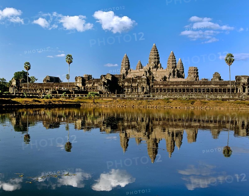 Temple of Angkor Wat reflected in a pond