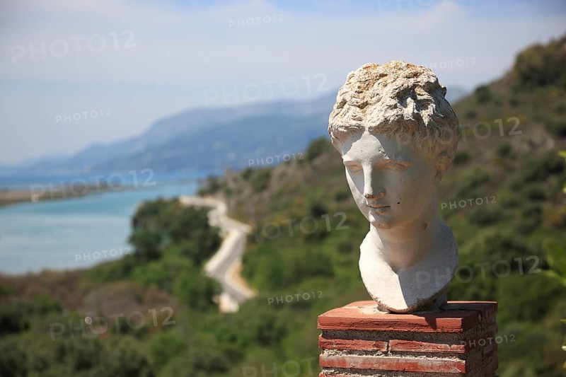 Bust of Apollo in the ruins of the ancient city of Butrint
