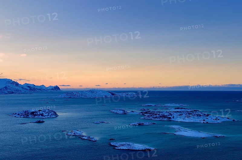 Fjord with islands during the blue hour