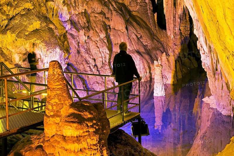 Small lake in the stalactite cave Dim Magarasi