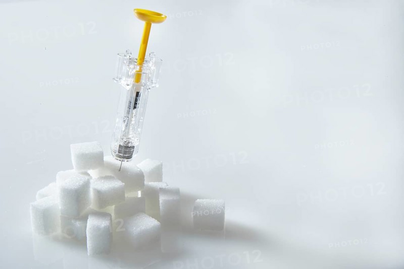 Syringe filled with insulin