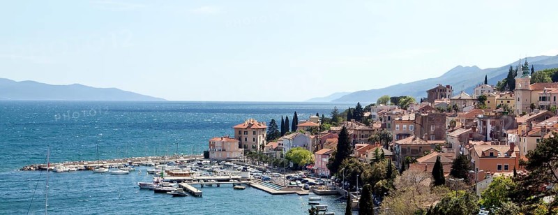 Townscape of Volosko near Opatija on the Mediterranean Sea in Kvarner Bay