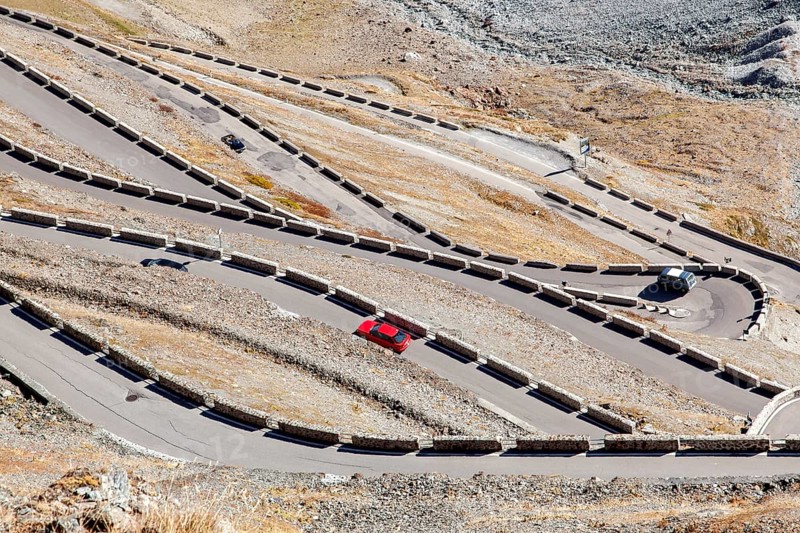 Alpine pass road to Stelvio Pass