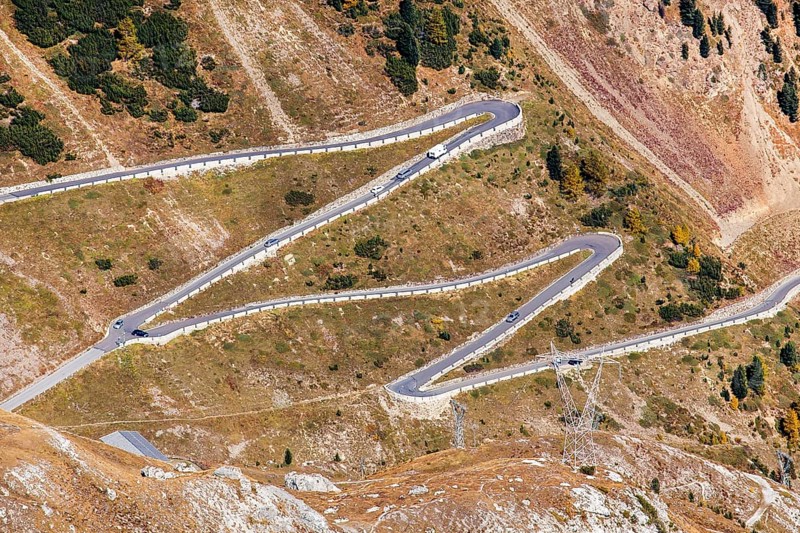 Alpine pass road to Stelvio Pass