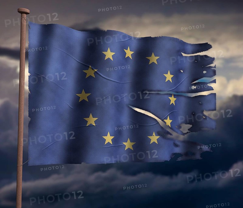 Tattered EU flag