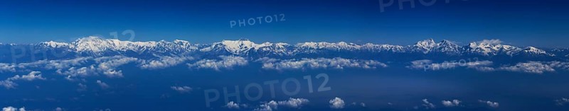 Mountain range of the Himalayas from a plane