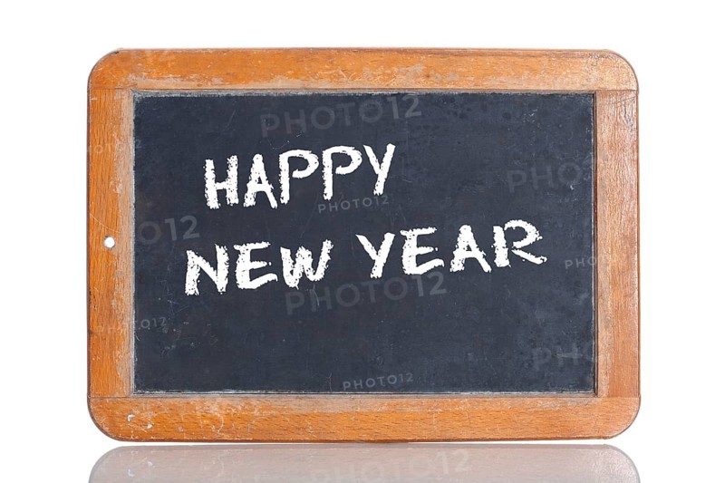 Old school blackboard with the words HAPPY NEW YEAR