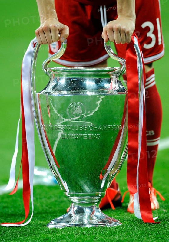 Bastian Schweinsteiger leaning on the trophy