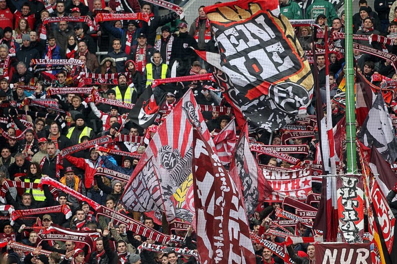 Fans of 1. FC Kaiserslautern at the Fritz-Walter-Stadion