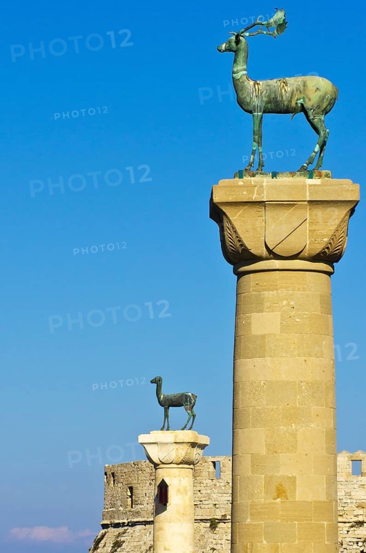 Harbour entrance of Rhodes with Elafos and Elafina