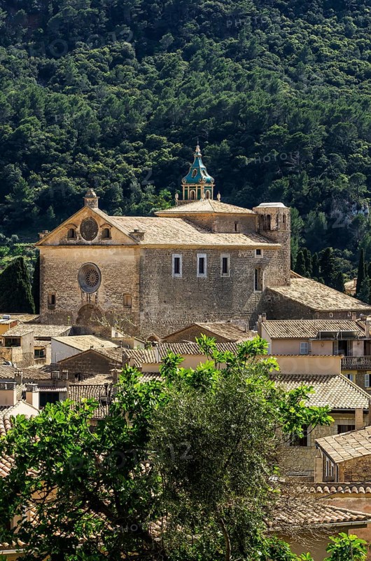 Townscape with the Charterhouse or the Royal Carthusian Monastery of Valldemossa
