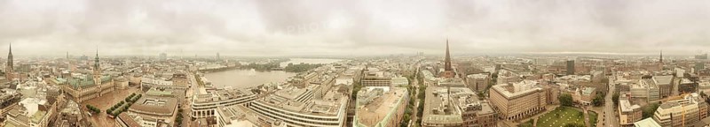 360-degree gigapanorama of Hamburg from the top of St. Peter's Church
