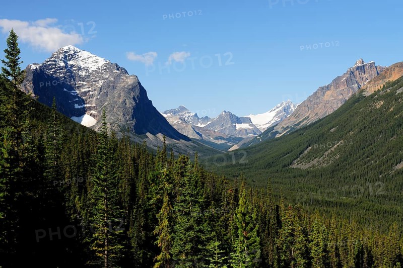 Extensive U-shaped valley or glacial trough in the Rocky Mountains