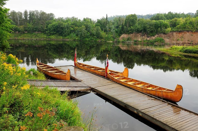 Traditional birch-bark canoes