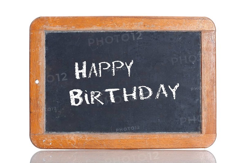 Old school blackboard with the words HAPPY BIRTHDAY