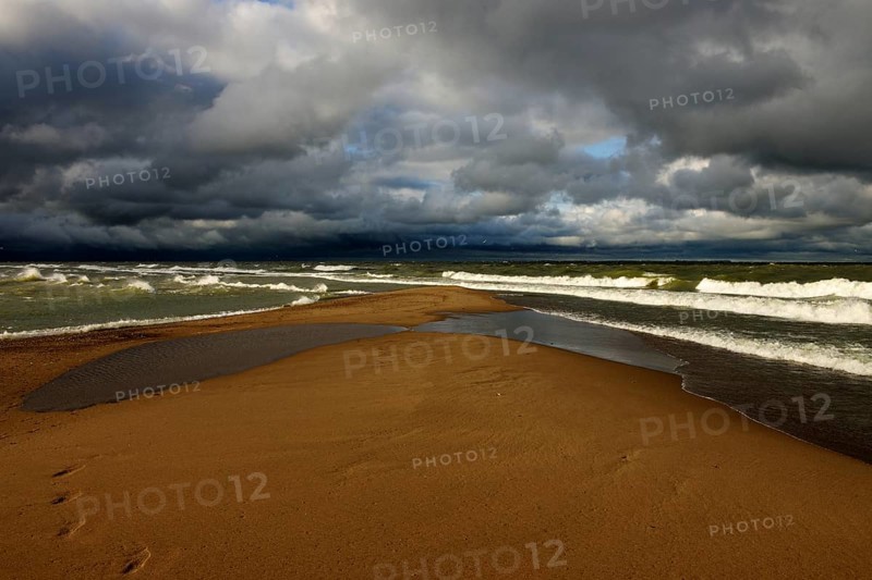 Storm and dark rain clouds over the southernmost point of Canada on Lake Erie