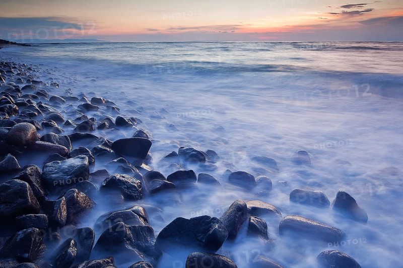 Coastal landscape after sunset