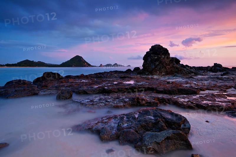 Coastal landscape after sunset