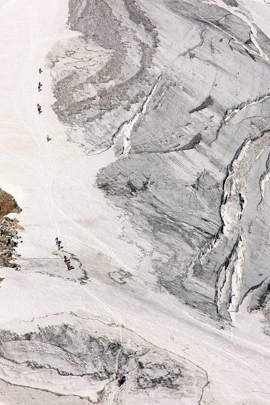 Mountain climbers during the ascent of Zuckerhuetl Mountain