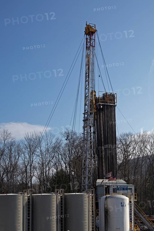 A natural gas well being drilled in rural Lycoming County in preparation for hydraulic fracturing or fracking