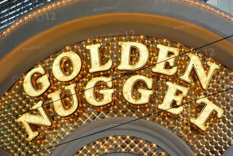 Neon signage of the Golden Nugget Gambling Hotel and Casino
