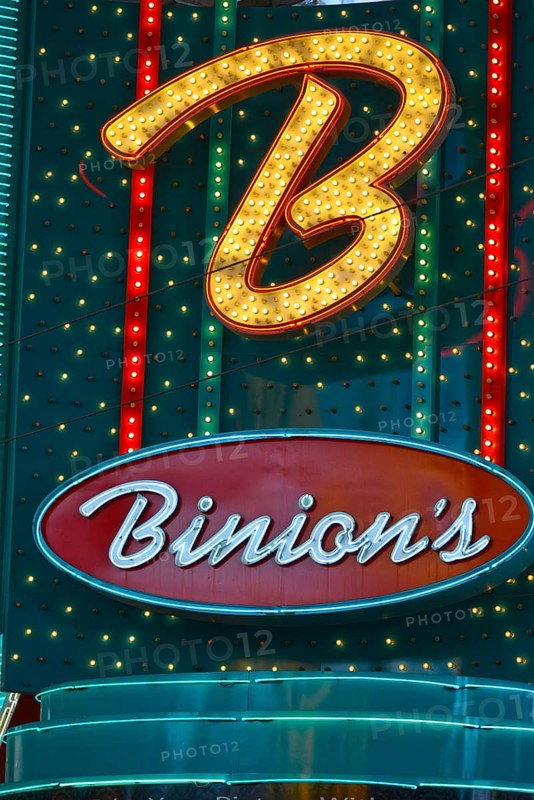 Neon signage of Binion's Horseshoe Gambling Hotel and Casino