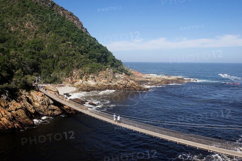 Suspension bridge over the river mouth of Storm River
