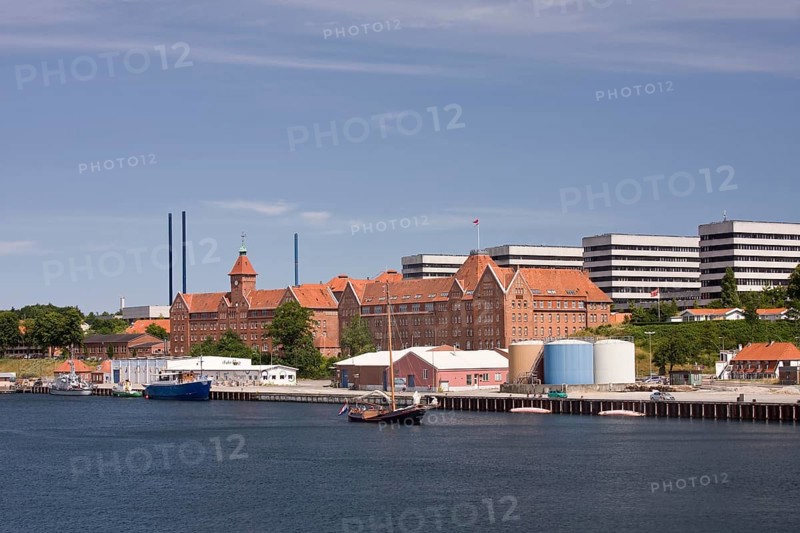 Boats at the harbour entrance to the port of Sønderborg