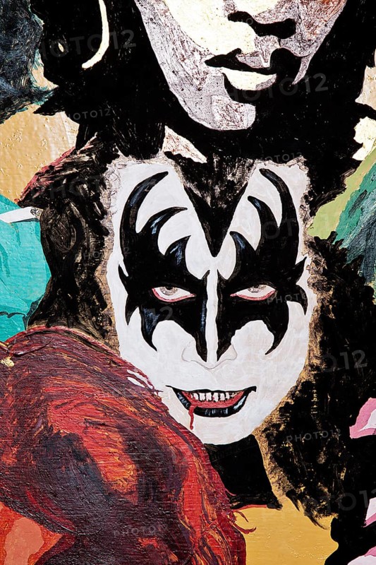 Painted portrait of Gene Simmons from the band Kiss