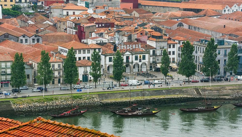View over the Douro or Duero River towards the Gaia district