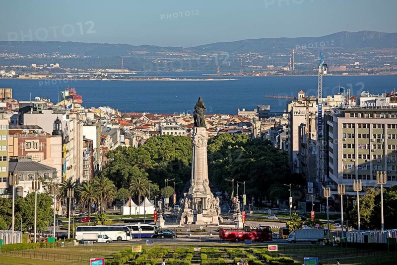 View over Lisbon and Praça do Marqués de Pombal square