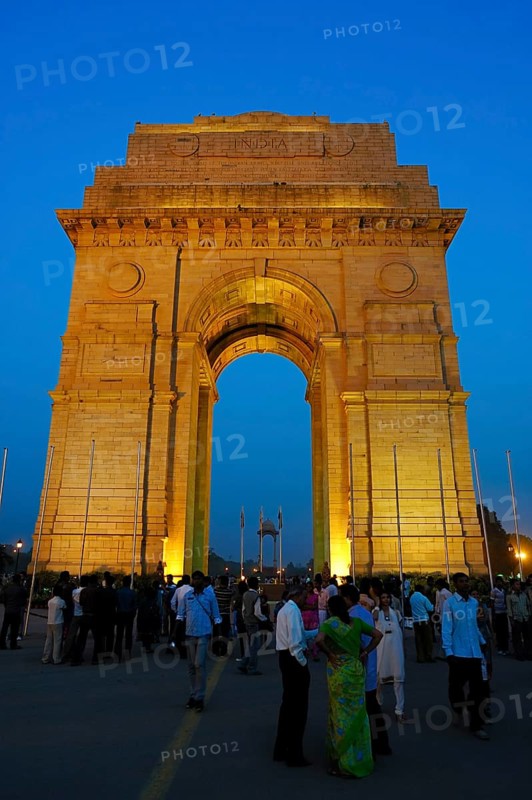India Gate or All India War Memorial Arch by Sir Edwin Landseer Lutyens in the evening