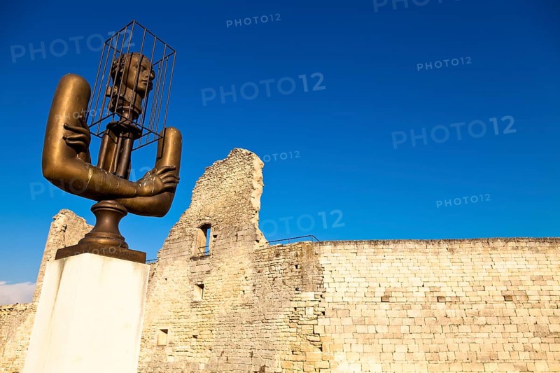 Modern sculpture at the Marquis de Sade castle