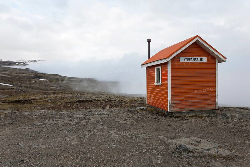 Rescue shelter on a mountain pass at the N 1 road