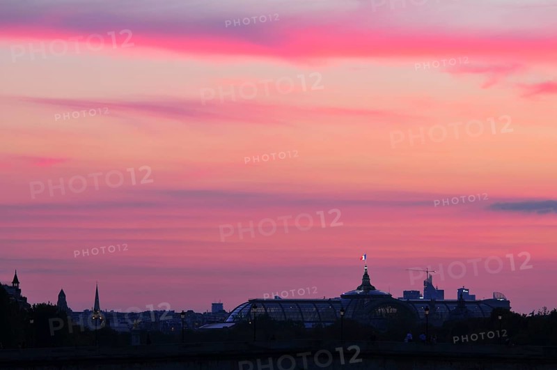 Evening sky over the Grand Palais des Champs-Elysées